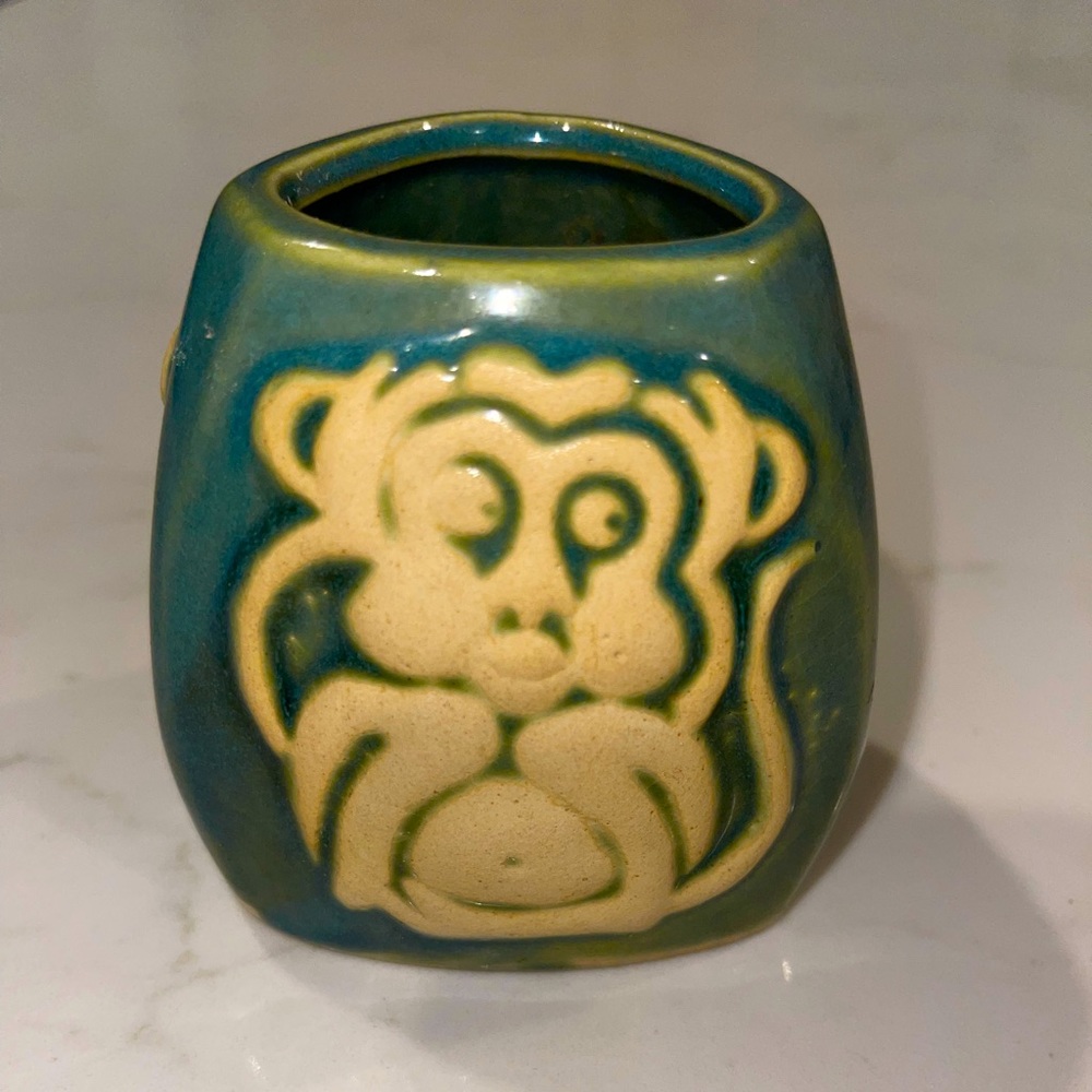 Vintage‎ CPNP 3 Wise MONKEY Hear Speak See No Evil Vase Cup Canada Art Pottery